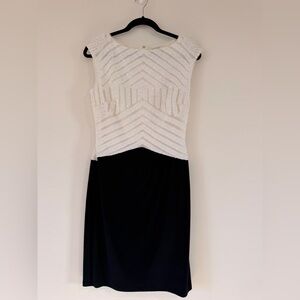 Ralph Lauren Black and White Chevron Midi Dress